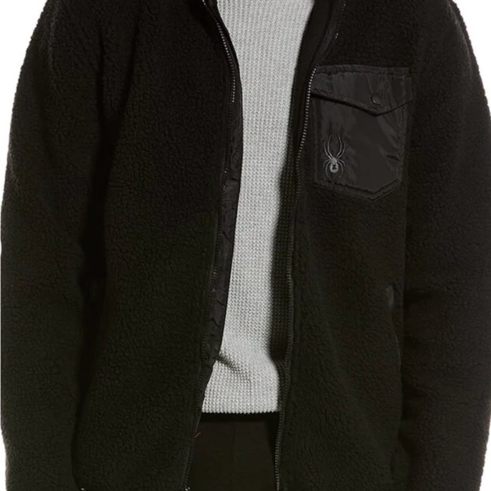 Spyder Teddy Fleece Jacket, Small, Black, Zip-up, Brand new with tags